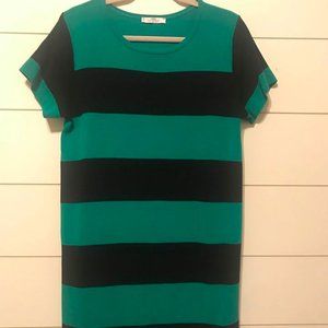 MNG Green & Black Short Sleeved Shift Dress